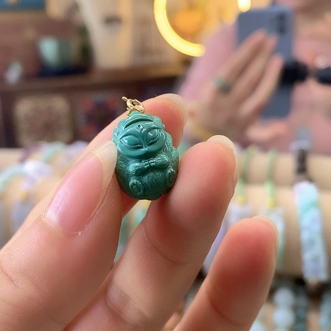 绿松石18K金镶嵌手链绿松石挂件