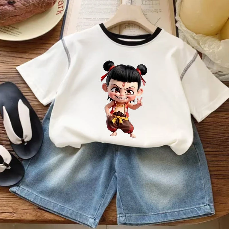 男童短袖纯棉T恤夏季新款哪吒中小童男孩童装儿童半袖女童上衣潮t