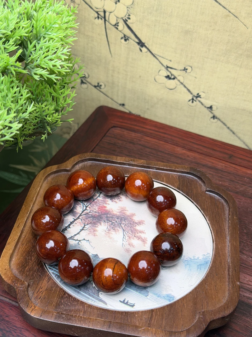DA1162-红檀大珠12颗红檀