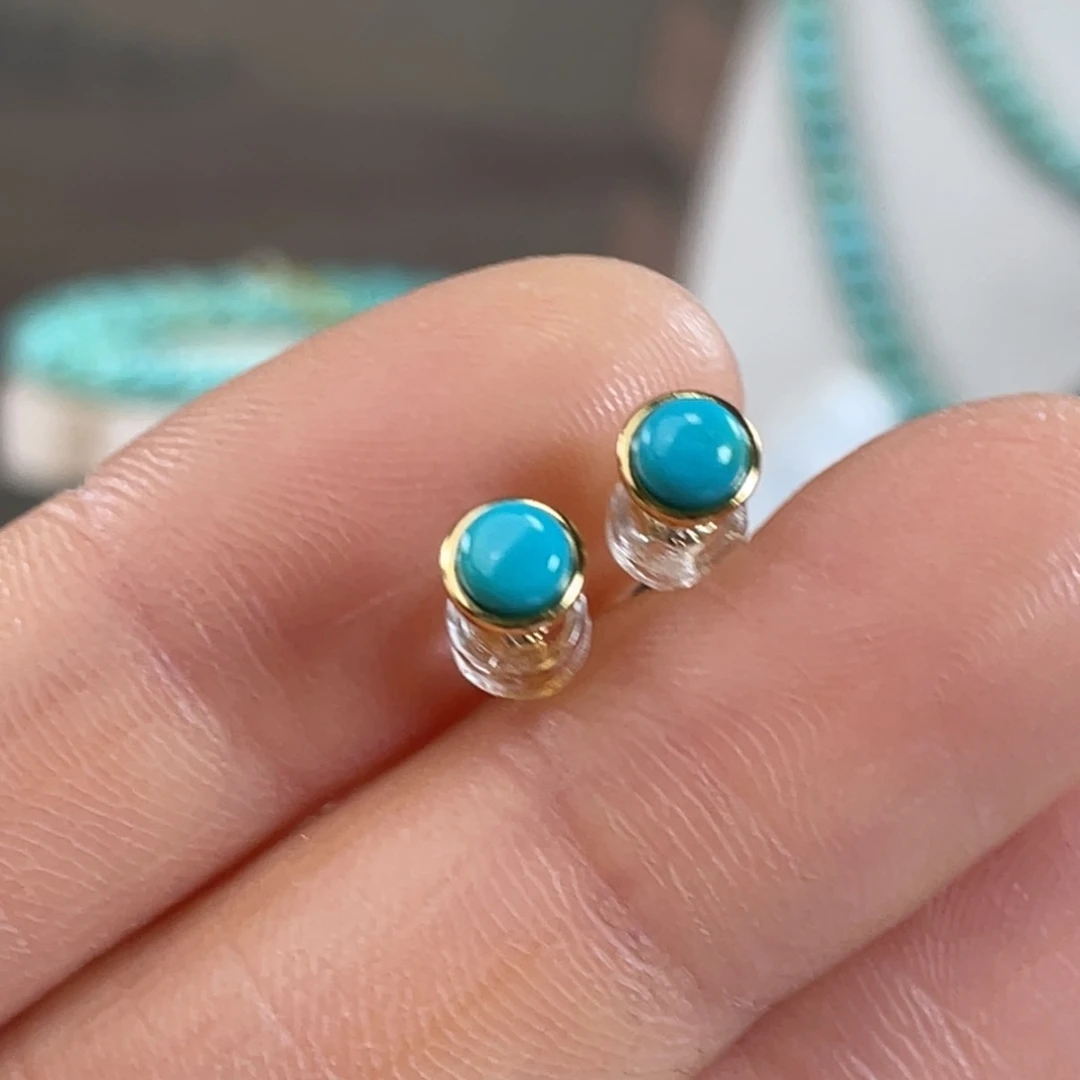 绿松石银S925镀金镶嵌套链