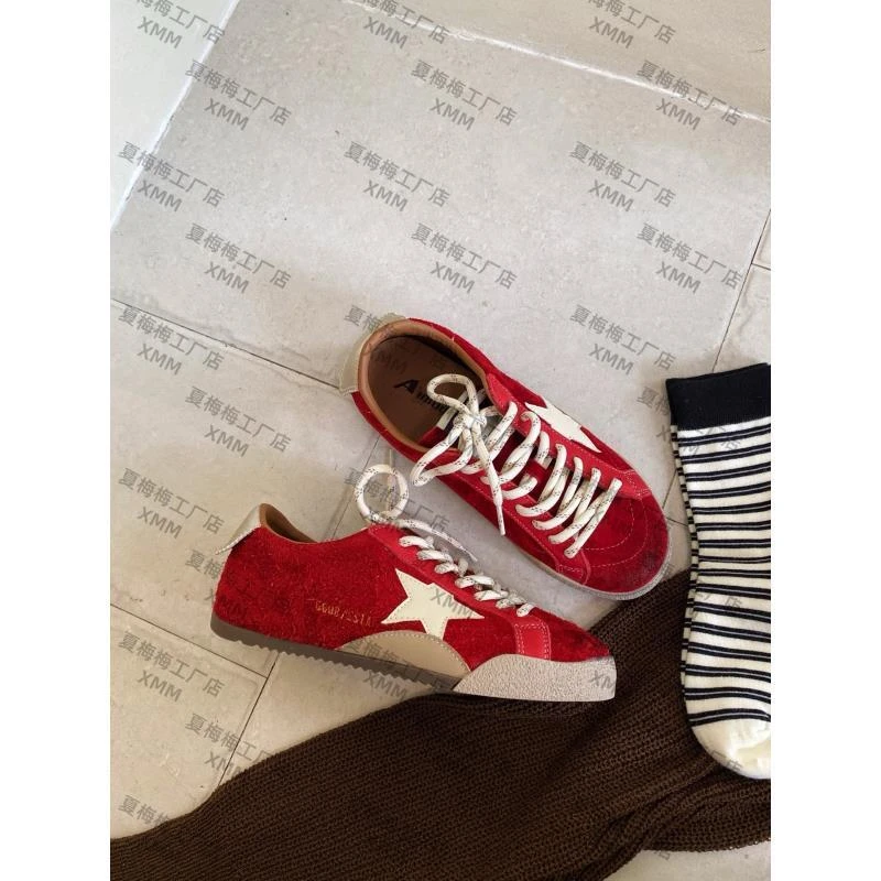 XMM【长毛牛皮星星鞋】低帮户外休闲鞋拼色透气圆头休闲板鞋571-381