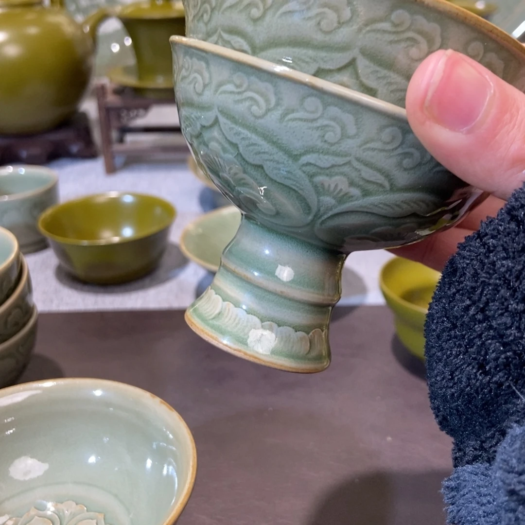 清***乐瓷片高足鸡心➕鸡心