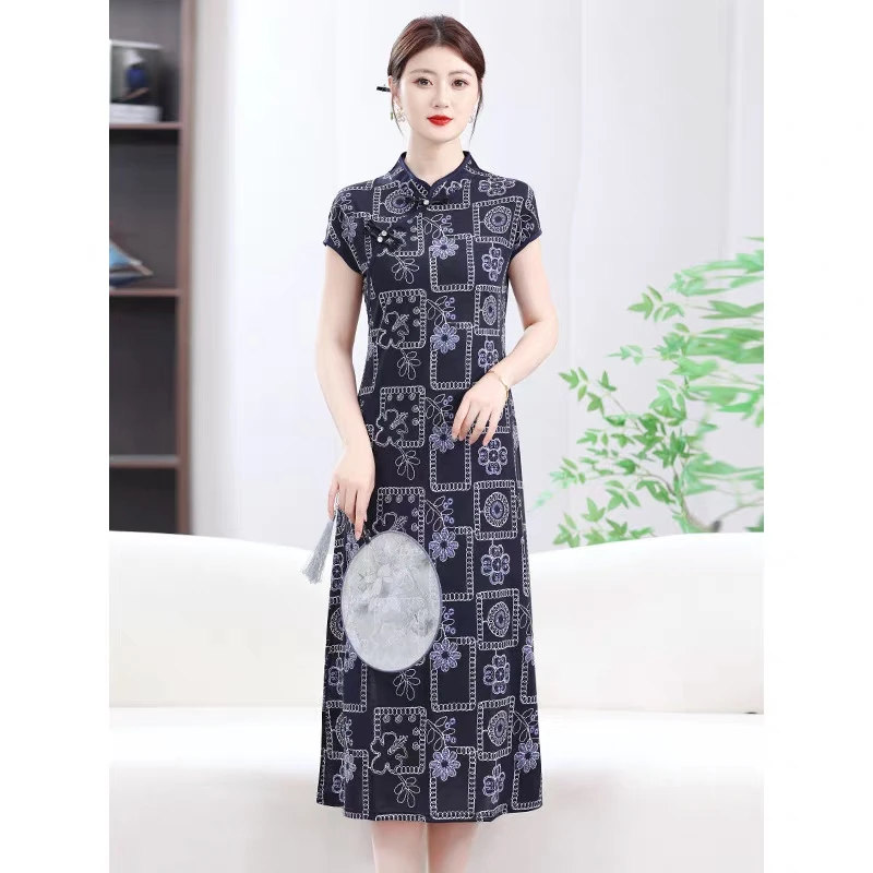 SYGJ-冰丝弹力系带改良旗袍