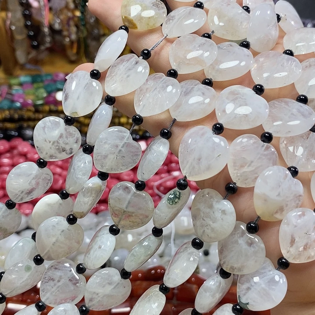 玛瑙/玉髓未镶嵌珠宝半成品玛瑙水晶共生一条卡20mm