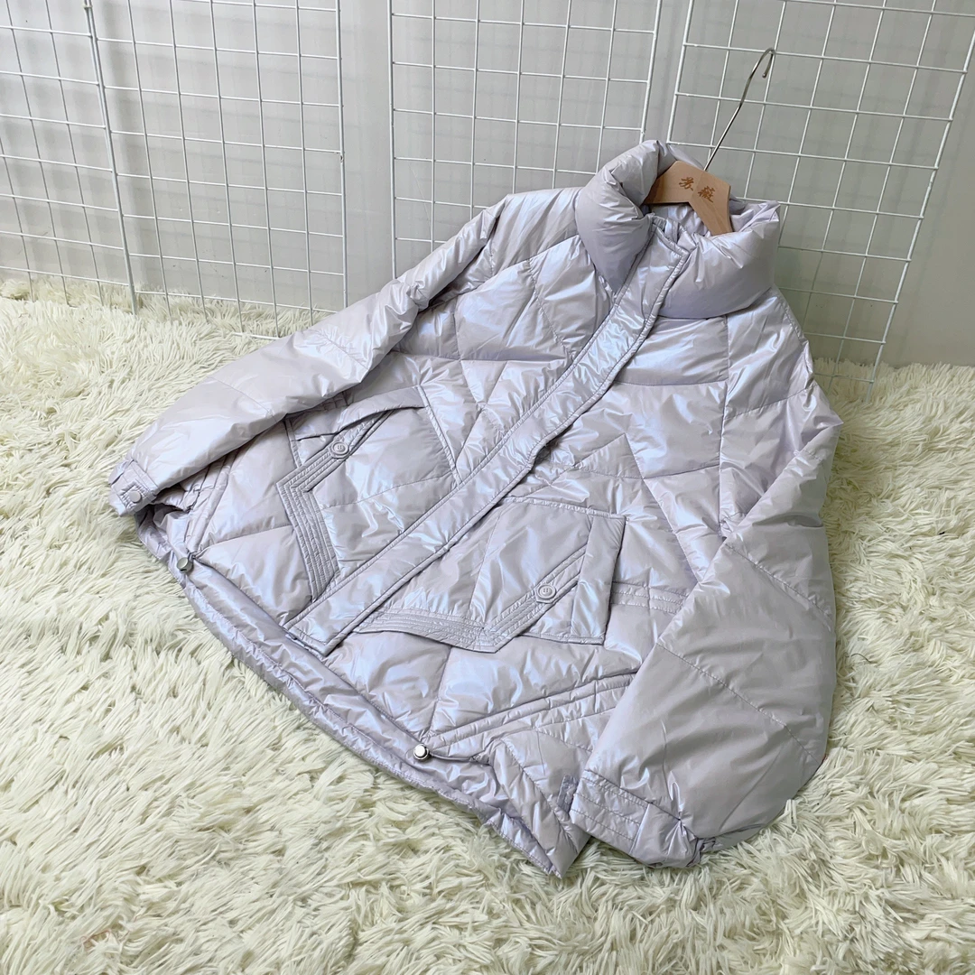 秋冬立领镭射炫彩韩版短款羽绒服  2024618