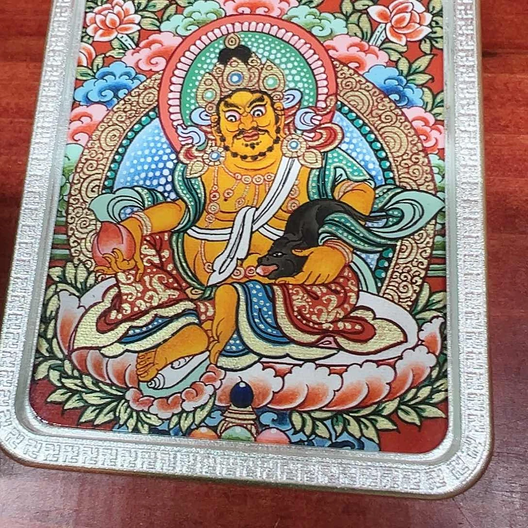 吊坠全手绘热贡唐卡黄财神