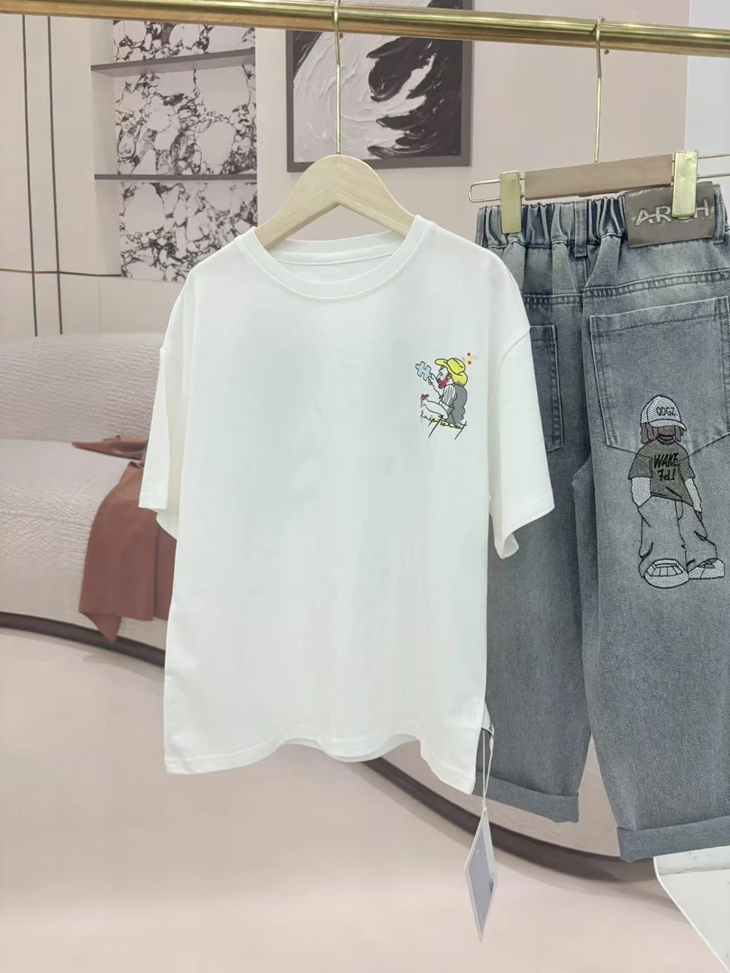 502393男童T恤2025新款夏季短袖圆领洋气上衣中大童休闲韩版半袖