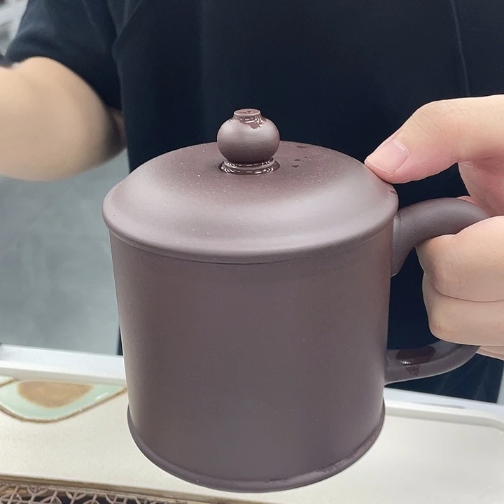茶杯紫砂老紫泥老板杯光素盖杯