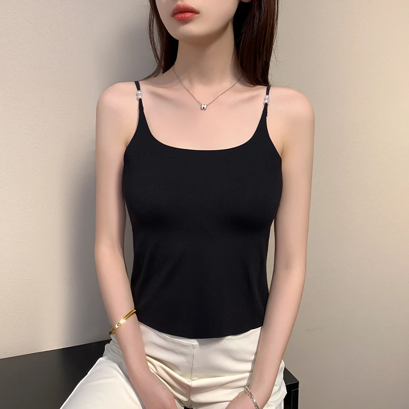 黑色香氛盯珠女夏季内搭胸垫一体式高级感百搭显瘦休闲美背吊带