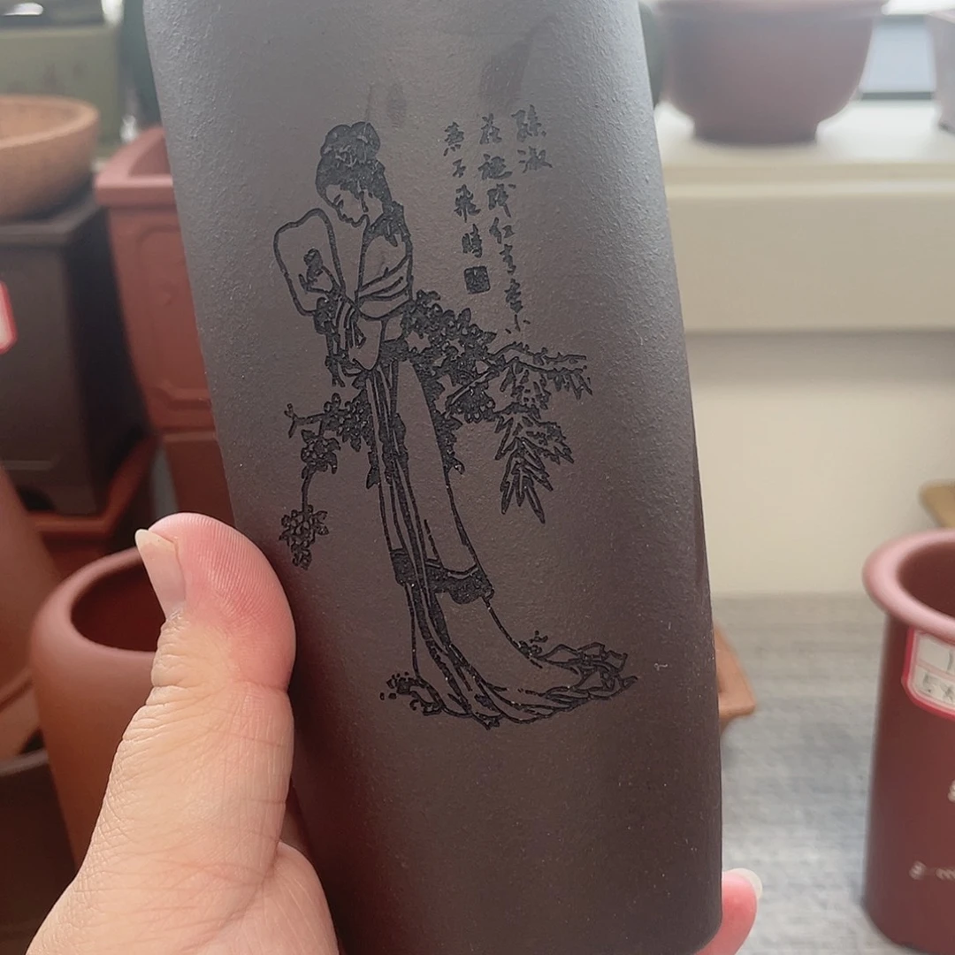 紫砂花盆宜兴精品紫砂6.5×14