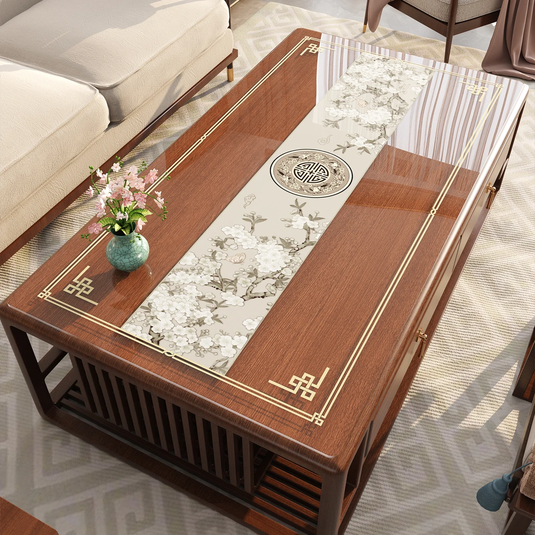 新中式茶几桌垫防水防油免洗pvc软玻璃餐桌桌布半透明桌面保护垫