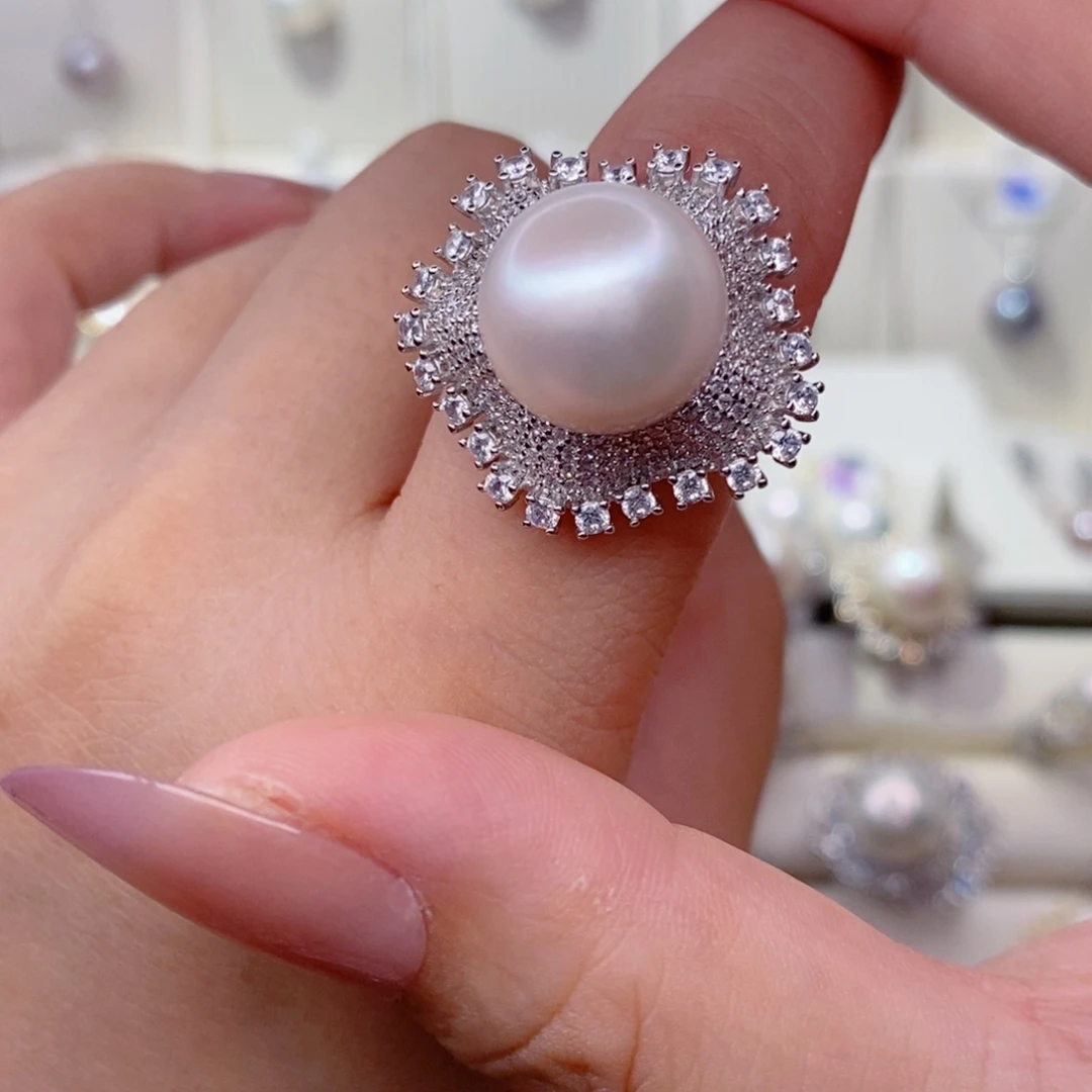 戒指银S925镶嵌淡水珍珠R***_