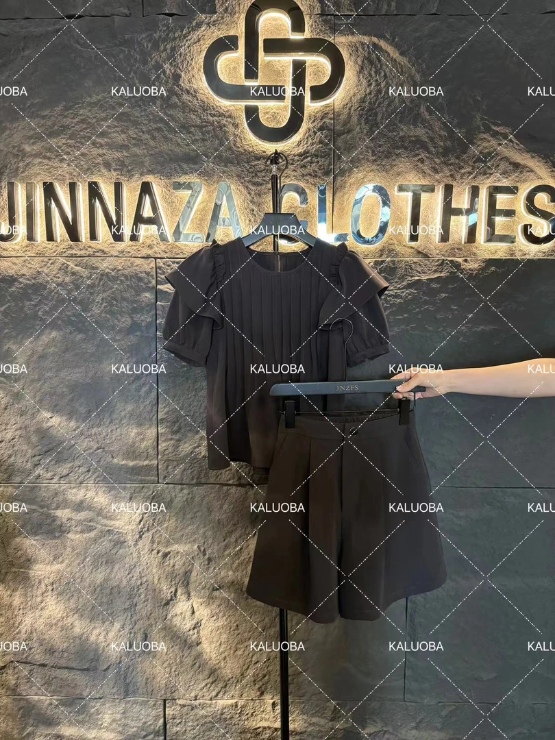 【原创大码设计师款】2024飞飞袖上衣+短裤大码套装5200