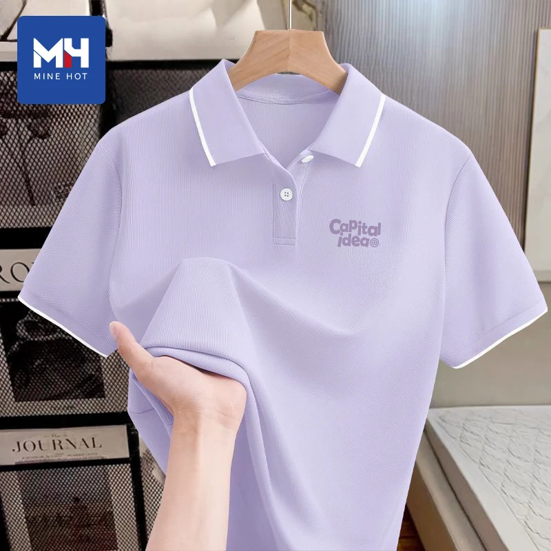 唐狮集团MH紫色polo领短袖女t恤夏2025新款速干防晒正肩休闲上衣P