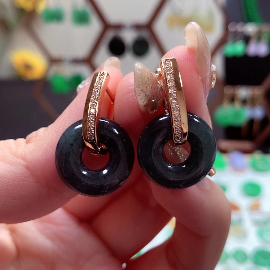 翡翠耳饰未镶嵌天然翡翠