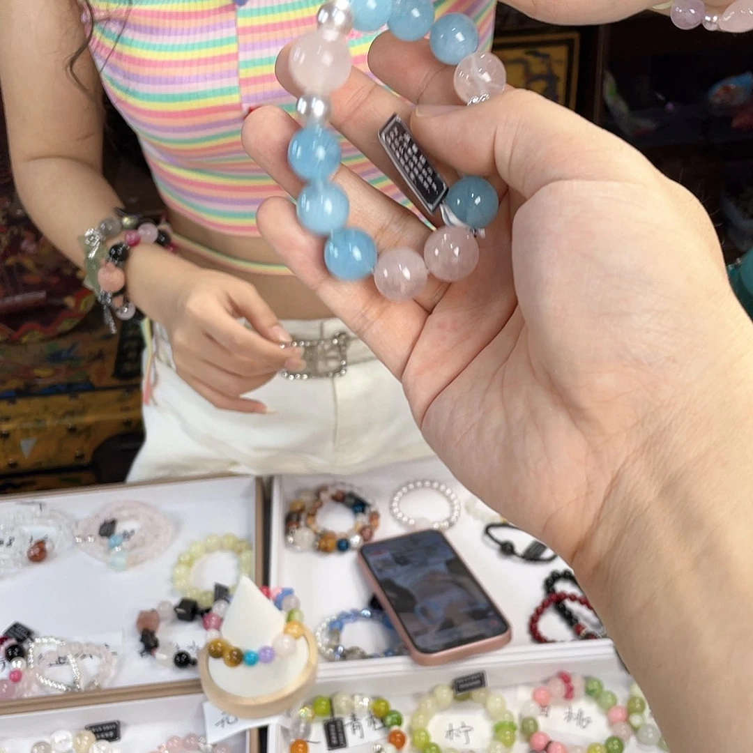 水晶手链银S925镀金镶嵌