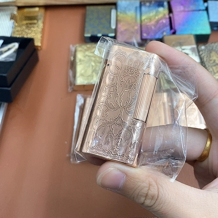 战壕紫铜恒焰八宝莲花打火机