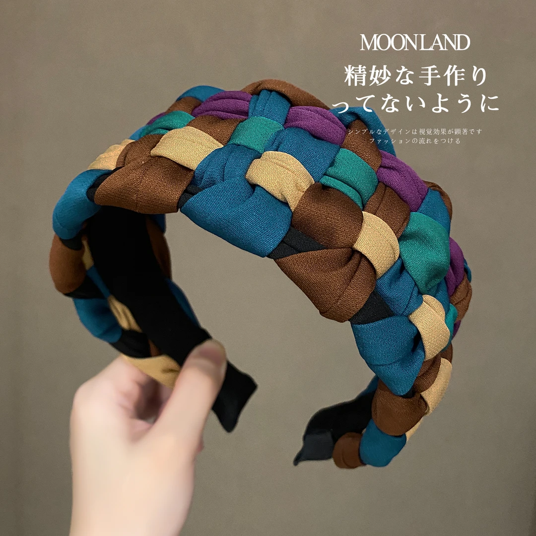 撞色宽边编织发箍女款2025新款高颅顶发卡洋气时尚遮白发洗脸头箍