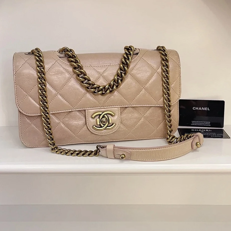 95新 Chanel/香奈儿 【杨贵妃专属】经典中号奶茶色孟买链条包