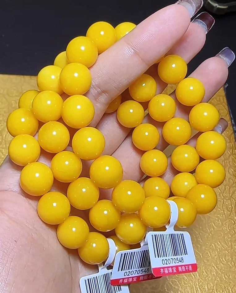 【齐福珠宝】XQ0547/10mm天然蜜蜡俄料色标圆珠手串 (多样性发其一)