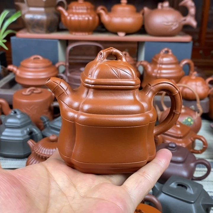茶壶紫砂四方竹鼎150-200-260-350cc原矿赵庄朱泥特价