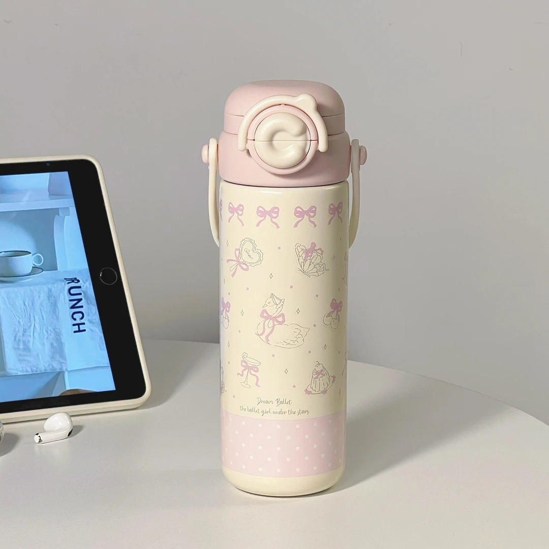 可爱保温杯大容量316不锈钢水杯带吸管学生高颜值杯子手提便携