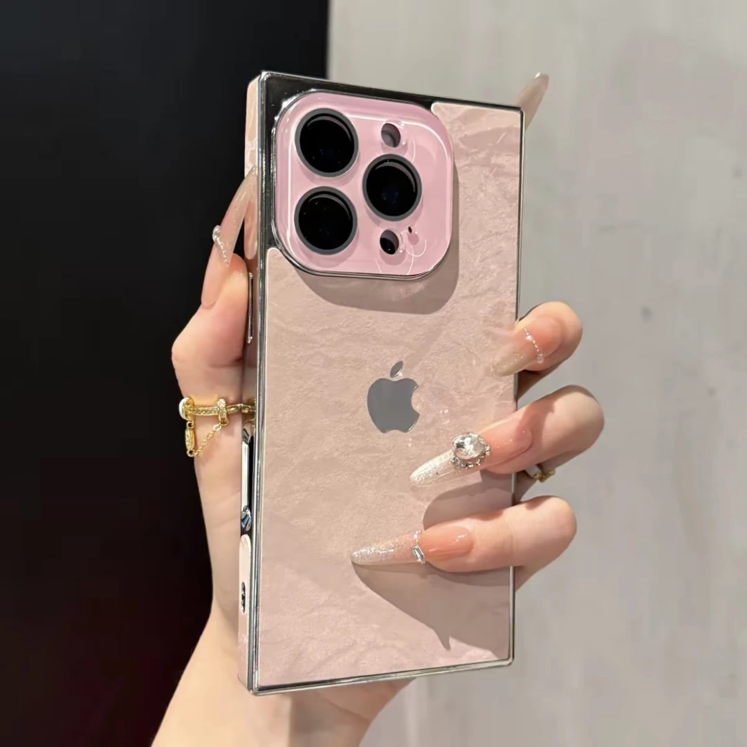 ins风雪山纹方形适用iphone16promax手机壳苹果15高级全包镜头膜