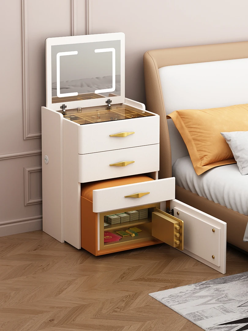 轻奢智能梳妆台翻盖床头柜家用隐藏式保险箱小户型化妆桌收纳柜
