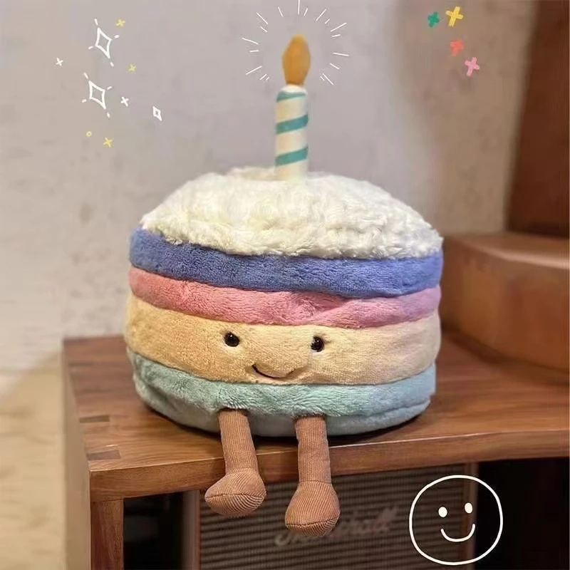 毛绒现货jellycat彩虹生日蛋糕可爱蛋糕毛绒玩具生日礼物超萌