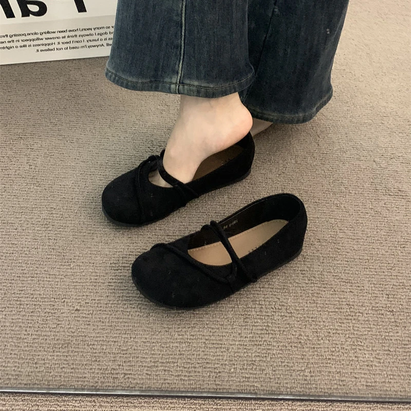 棕色玛丽珍女鞋2025新款春秋气质鞋子小香风平底鞋法式绒面单鞋女