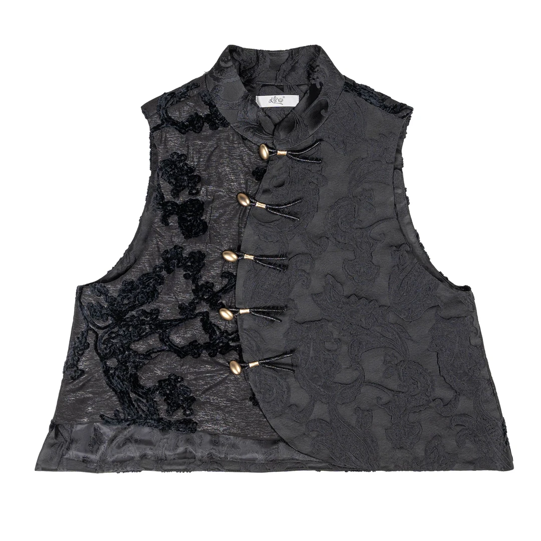 朱总原创设计L24M-4C132刺绣棉马甲