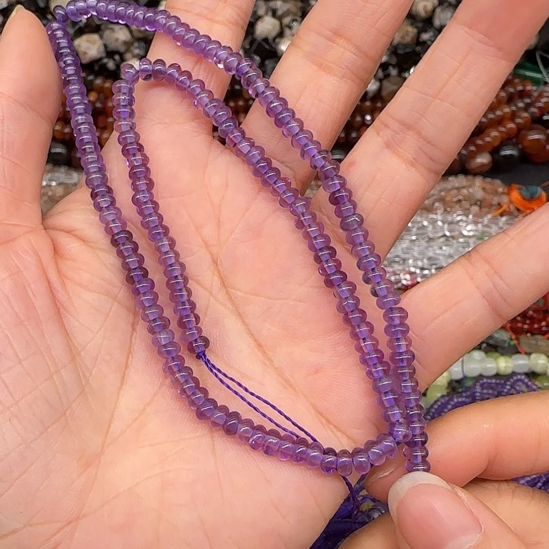 玛瑙/玉髓合金珠宝半成品紫水晶4mm算盘一条