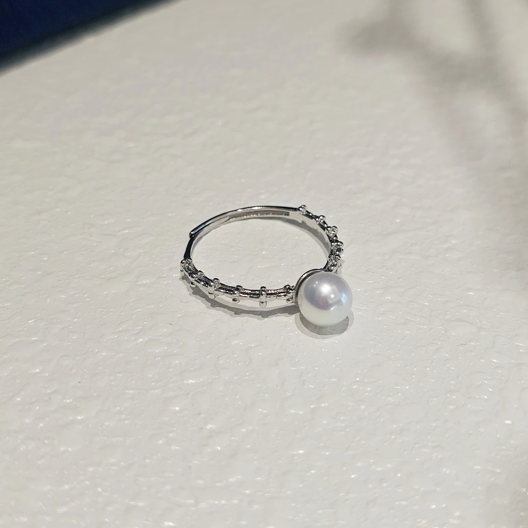 【幻月】春日珠宝天然淡水珍珠仙女款戒指6-7mm正圆细腻高光高亮版