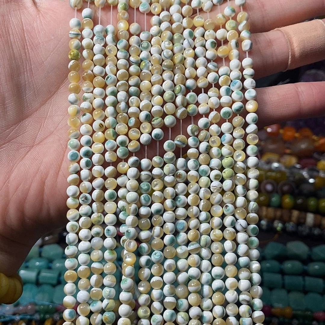 石英质玉未镶嵌，天然蓝翡色夜光螺5mm，