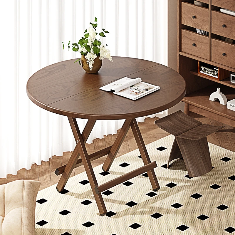 简易折叠桌便捷式家用圆形餐桌小户型高颜值桌子折叠吃饭出租屋用