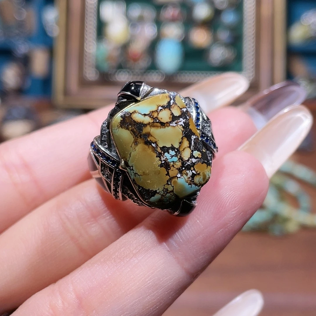 绿松石银S925镶嵌戒指戒指