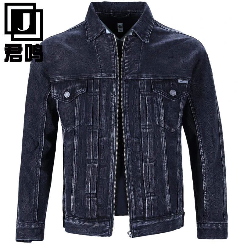 拉链牛仔外套男装夹克2025新款秋冬休闲男士宽松翻领牛仔褂水洗潮