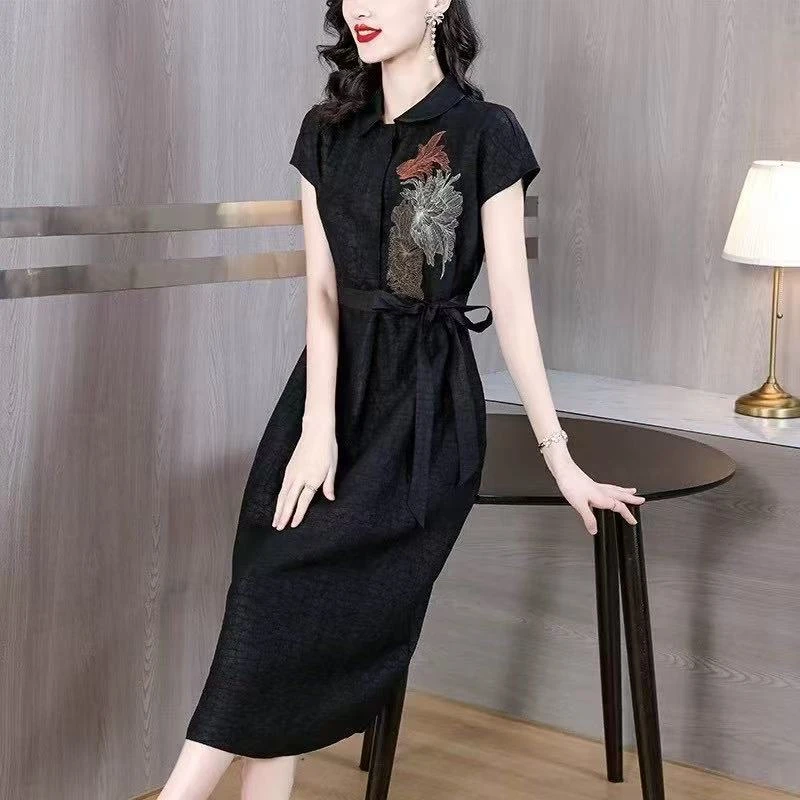 344【老料龟纹】连衣裙凤凰于飞气质高端轻奢经典百搭