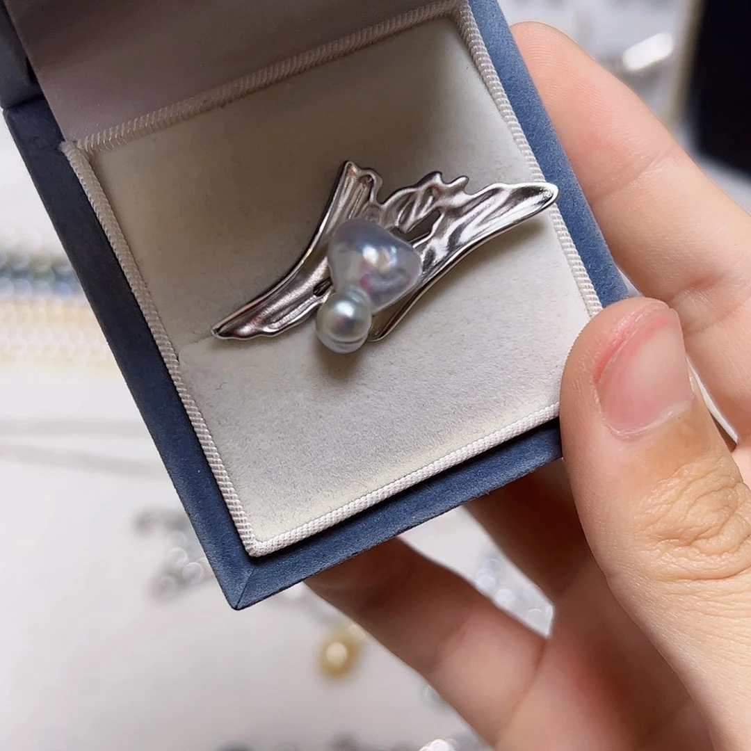 海水珍珠耳饰银S925镶嵌