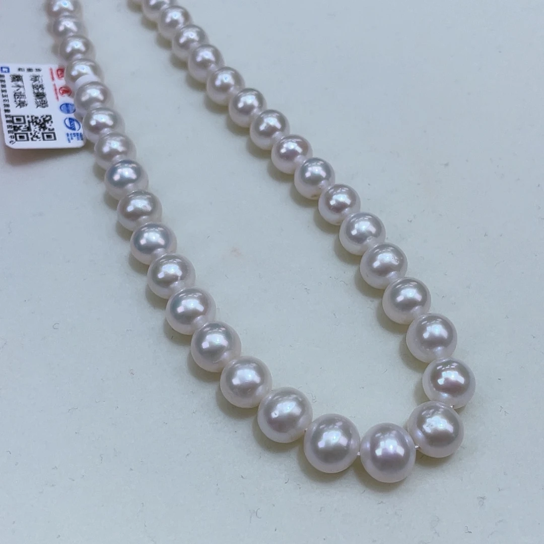 淡水珍珠8爆亮青粉光银S925镶嵌