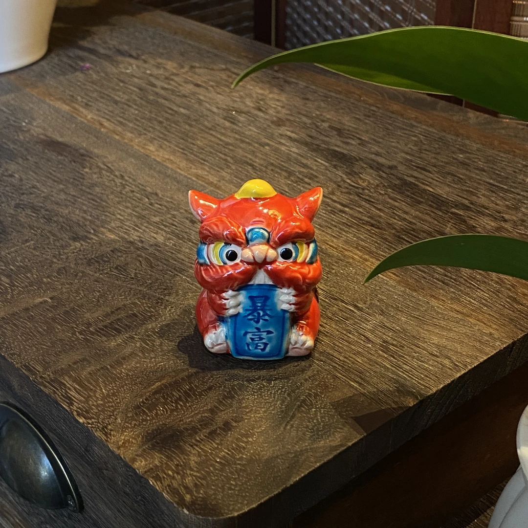 四海新品【非遗交趾陶暴富醒狮摆件】中式陶瓷复古茶道器具茶宠摆件