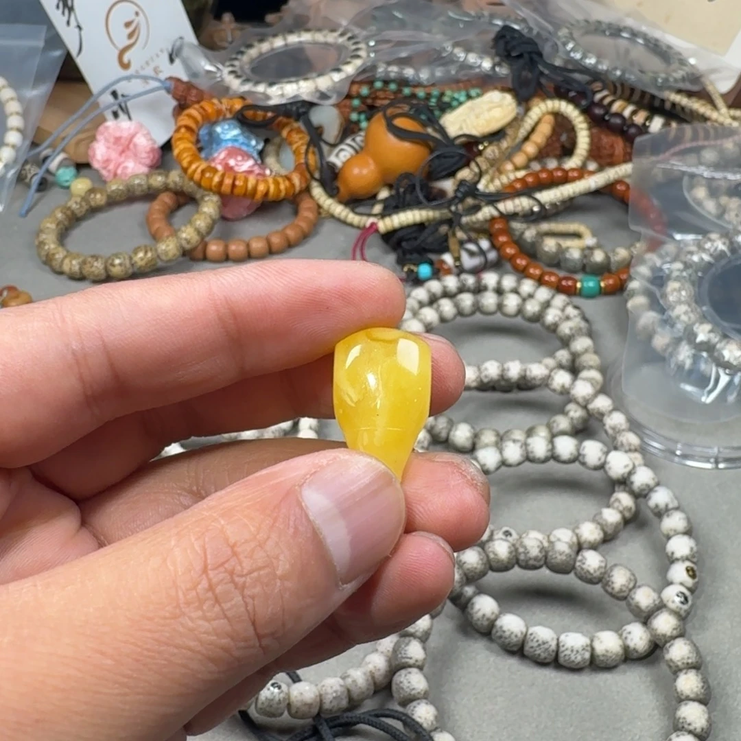 两***头星月菩提吊坠20mm星月菩提石玉料三通