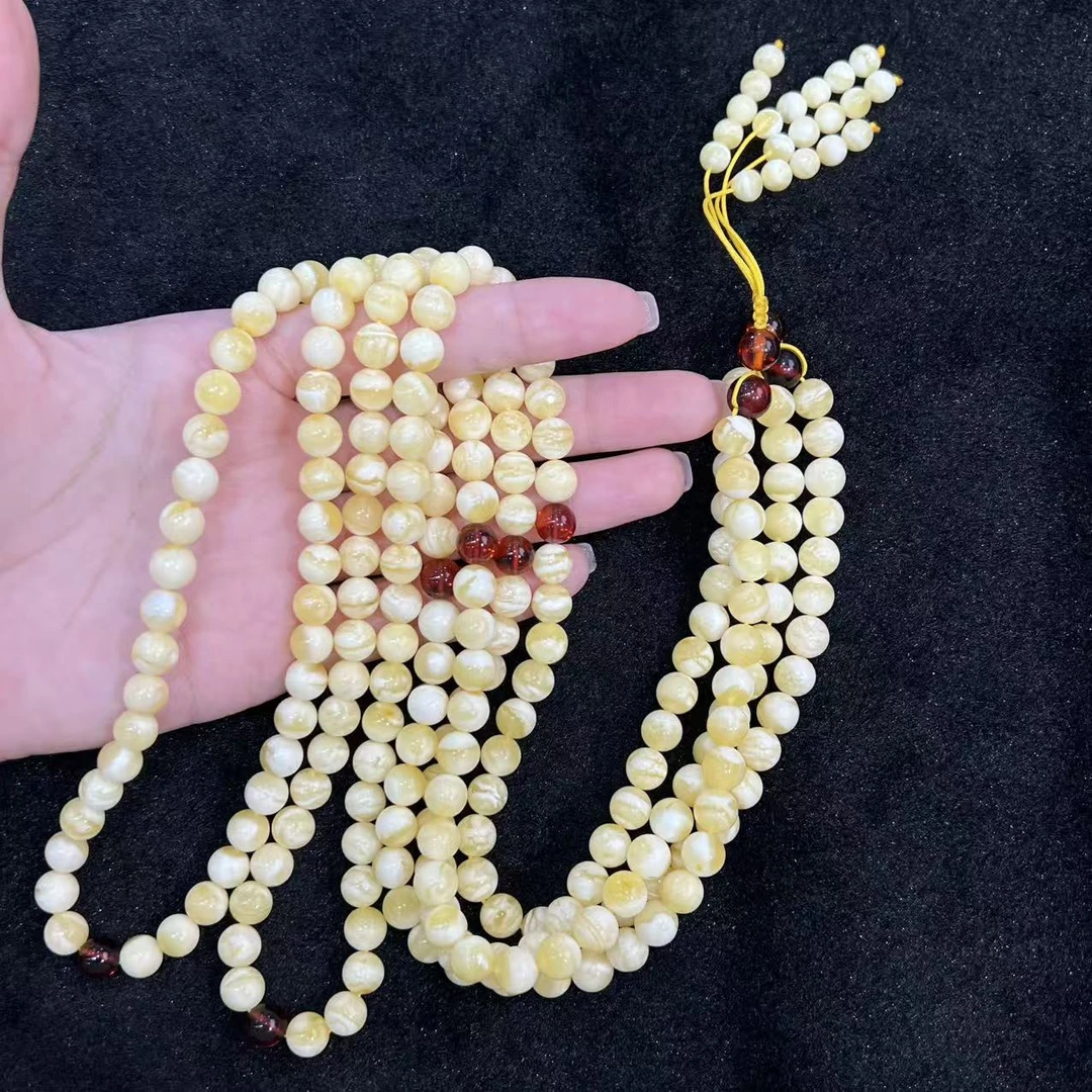 【北野珠宝】天然俄料蜜蜡虎皮纹项链B04H-102多样性发一7mm