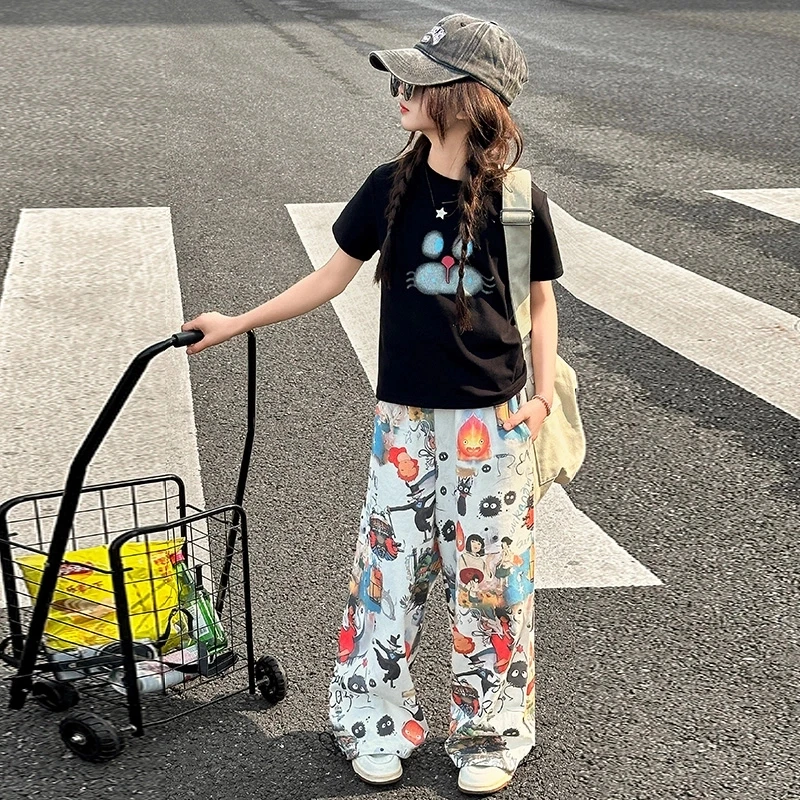 女童套装夏装2025新款洋气儿童装夏款短袖女孩夏季裤子炸街两件套