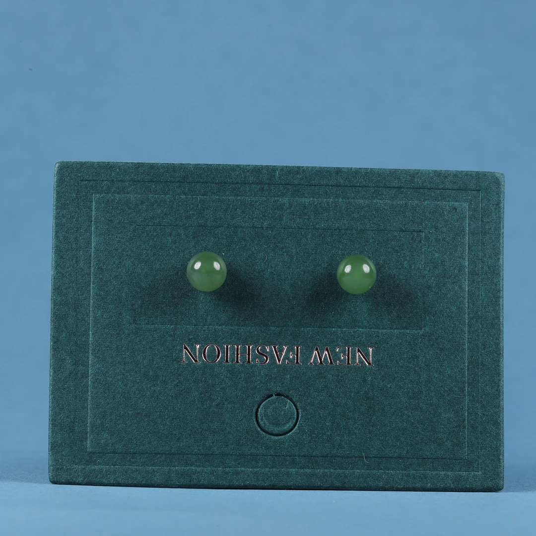 【汪氏精品】和田玉碧玉6mm耳钉 多样性发其一对 1566-G56