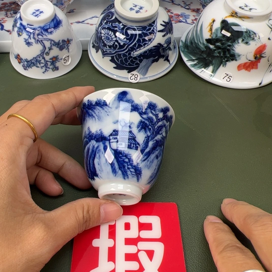 陶瓷景德镇纯手工纯手绘茶具木木268石原