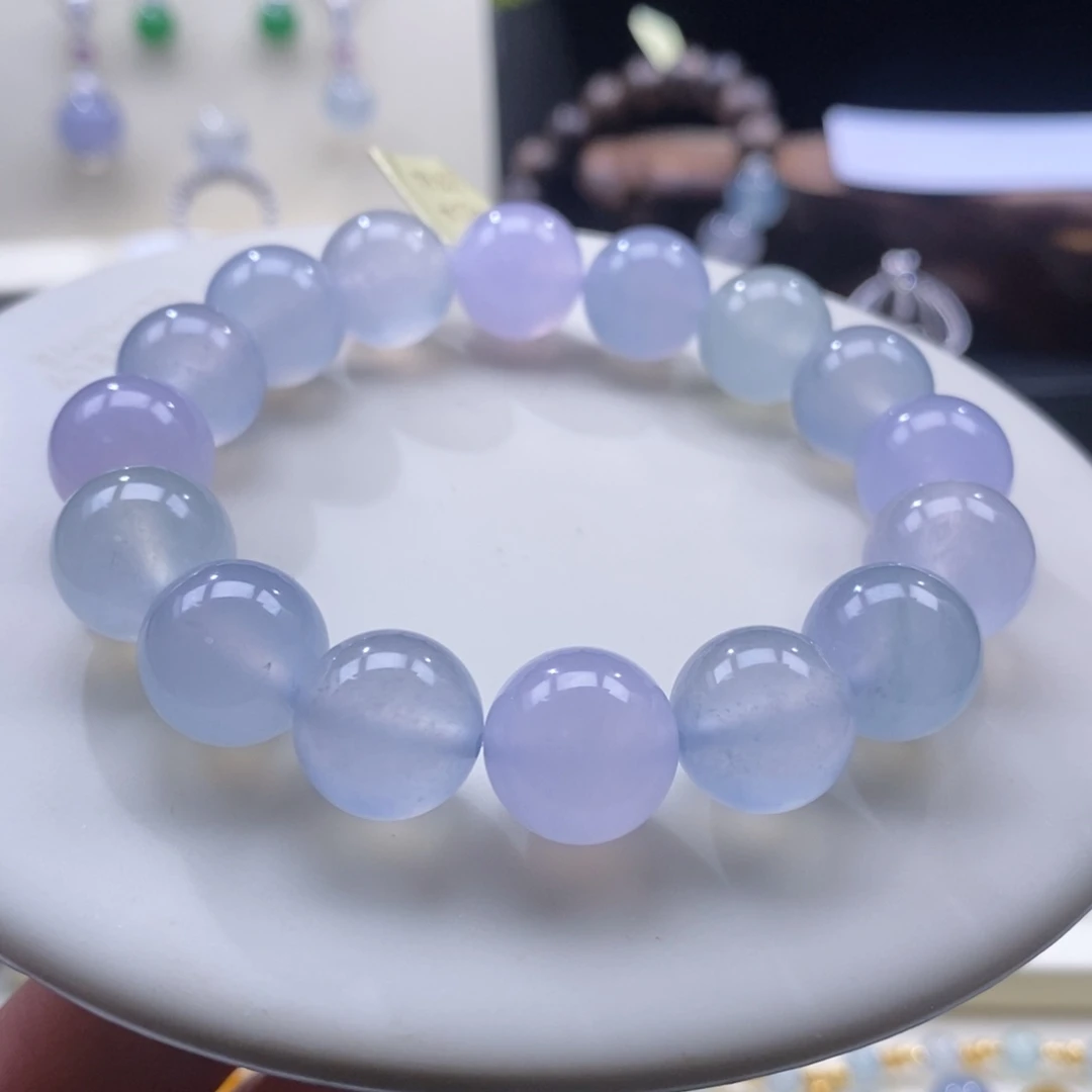 翡翠未镶嵌颈饰翡翠马卡龙色系手串