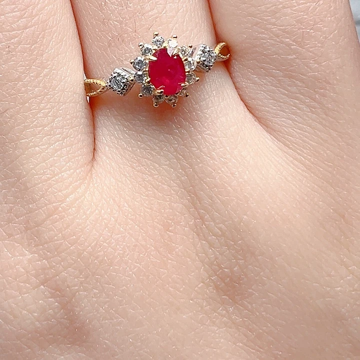 戒指红宝石银S925镶嵌