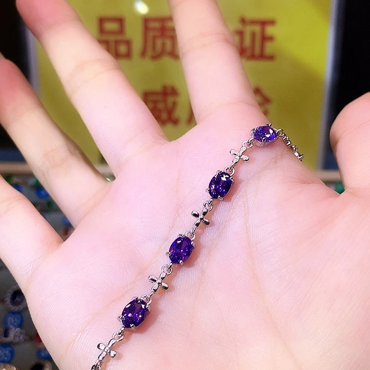 烟晶手链银S925镶嵌手链