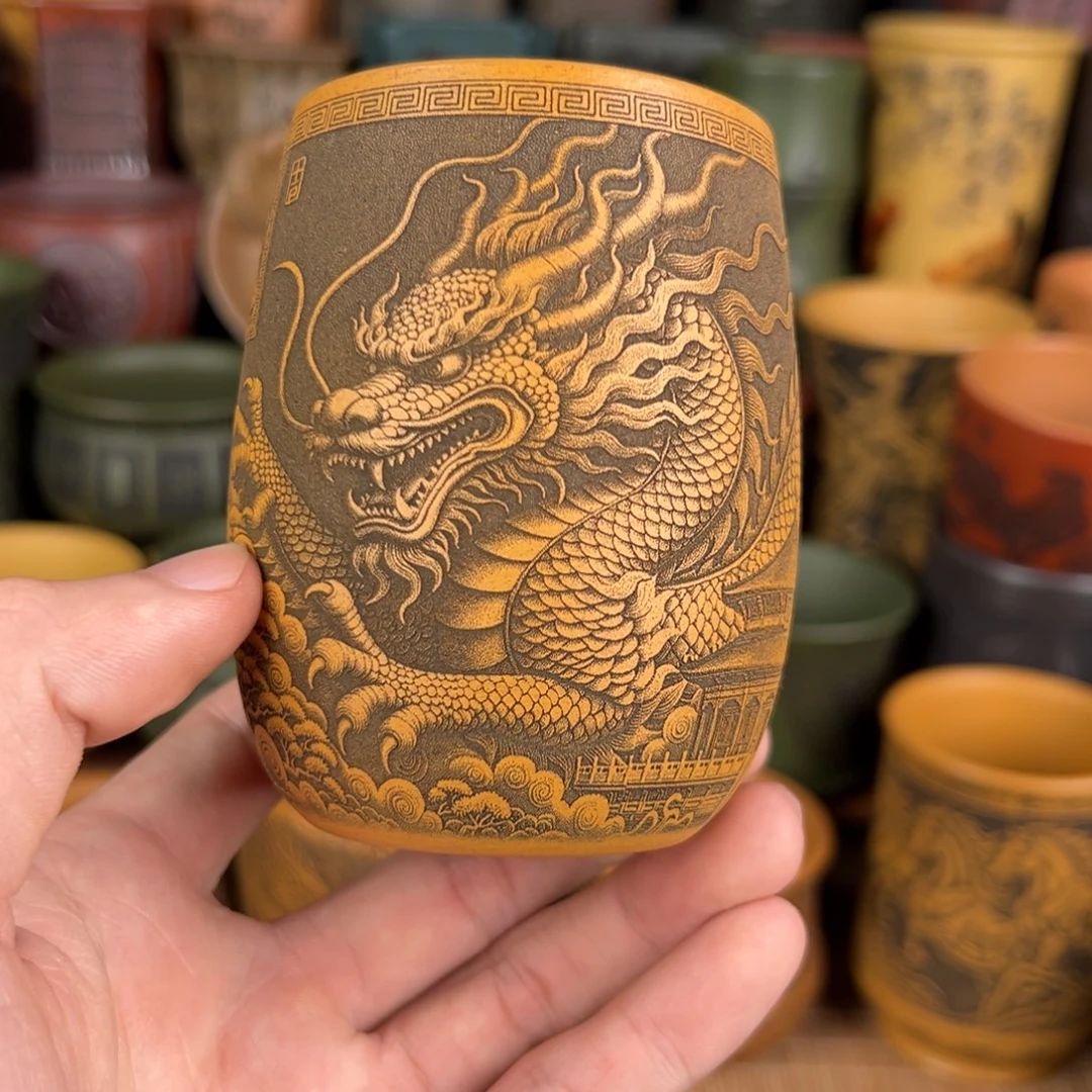 紫砂茶杯宜兴原矿紫砂杯